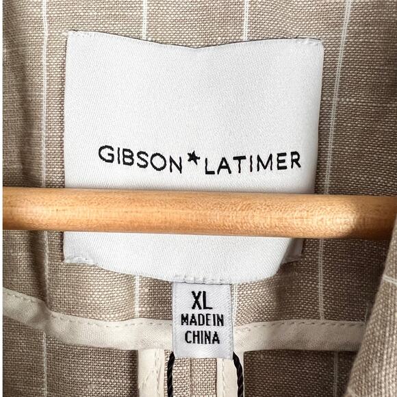 NWT Gibson Latimer Womens XL Coastal Preppy Classic Linen Double Breasted Blazer - Picture 8 of 13